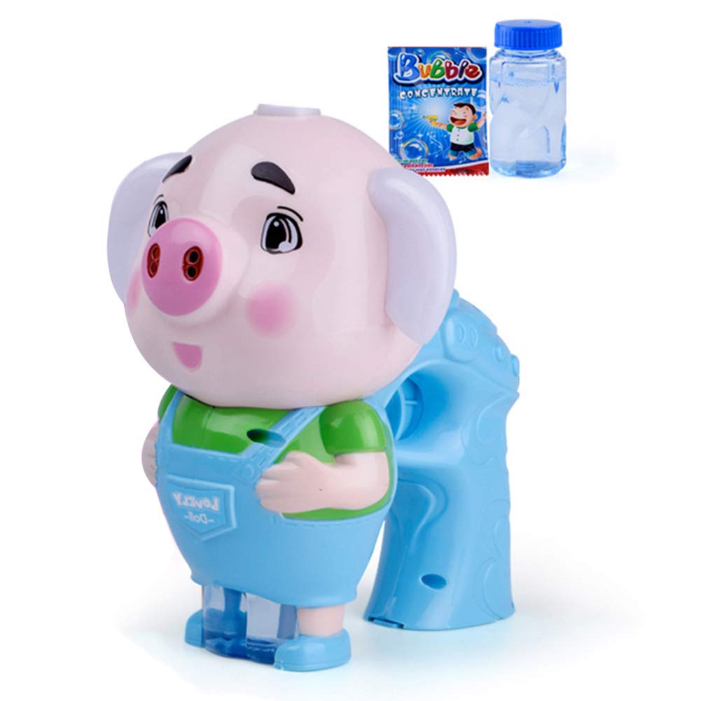 Cute Cartoon Pig Bubble Blower Machine Shooter Gun Light Music Kids Toy Gift - Random Color