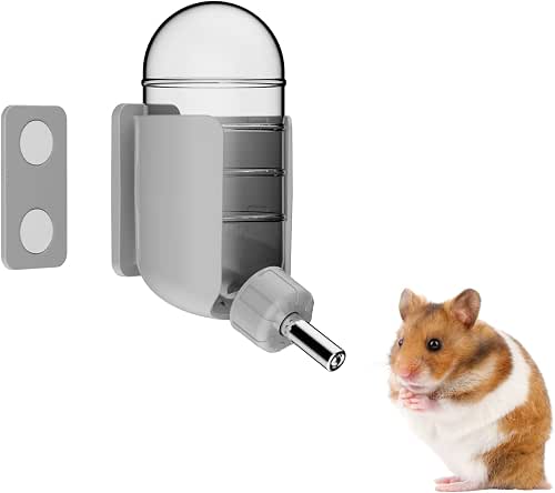 Hamster Water Bottle with Magnetic Holder, Freestanding Water Bottle for