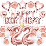 Iysoll 誕生日 バルーン 22歳 バースデー 飾り付け 風船 セット 大きい 数字バルーン 22 happy birthday ガーランド 紙吹雪風船 誕生日パーティー ローズゴールド