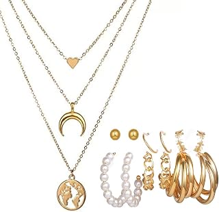 YouBella Fashion Jewellery Gold Plated Necklace and Earrings Combo Jewellery Set for Girls and Women (Gold) Price In India