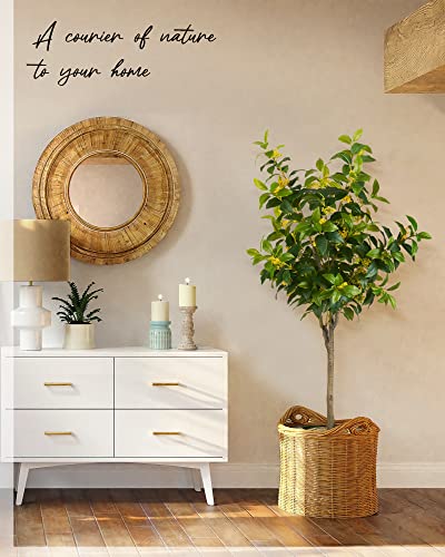 Keloteven Artificial Tree Indoor Osmanthus 5Ft Tall Faux Plant Potted Silk Realistic Flowers & Leaves Fake Osmanthus Tree In Pot Artificial Plants For Home Office Room Tree Decor Housewarming Gift #TOP2