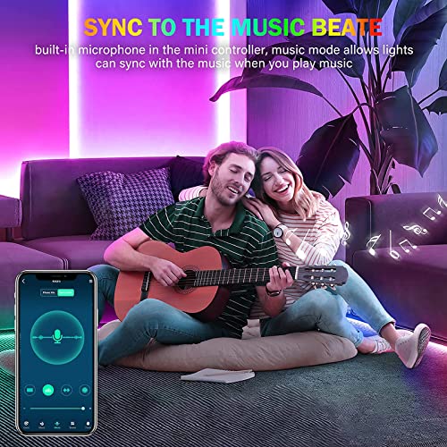 Tenmiro Led Lights For Bedroom, Music Sync Led Rope Lights App Control With Remote, Rgb Led Strip Lights For Room Kitchen Party Home Decoration (65.6Ft) #TOP3