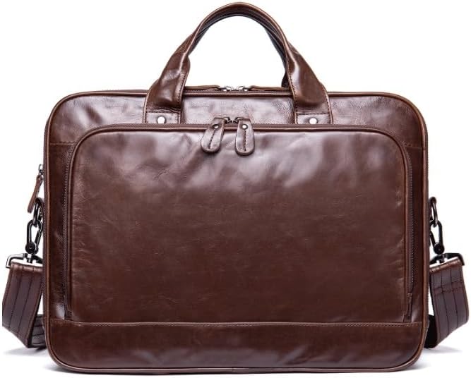 Leather Business Briefcase Portfolio Men's Retro Handheld