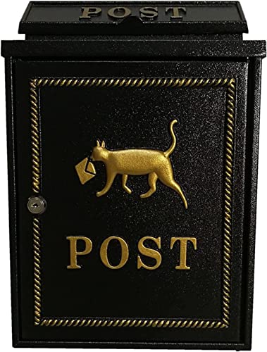 Briefkasten mit dekorativem Schloss für den Außenbereich, Retro, an der Wand befestigter Briefkasten aus Gusseisen, Garten, dekorative Katze (Color : Black) Briefkasten mit dekorativem Schloss für den Außenbereich, Retro, an der Wand befestigter Briefkasten aus Gusseisen, Garten, dekorative Katze (Color : Black)