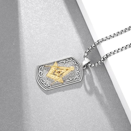 Masonic Necklace for Men 925 Sterling Silver Freemason Compass Symbol Shields Necklace Masonic Gifts for Men Women3