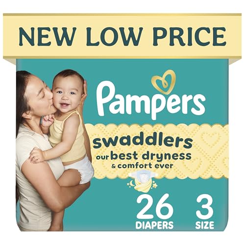 Image of Pampers Swaddlers Diapers, Size 3 (13-26 lbs), 26 Count, Hypoallergenic, Absorbent, Keeps Baby Dry and Comfortable, Skin Safe Disposable Baby Diaper