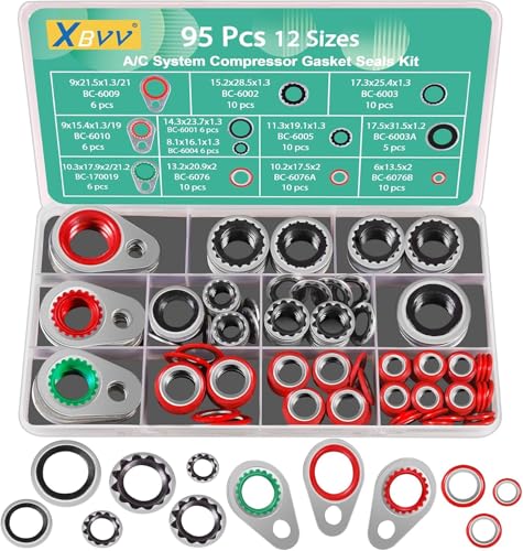 Kit de sellado resistente para compresor de aire de coche con 95 piezas y 12 medidas