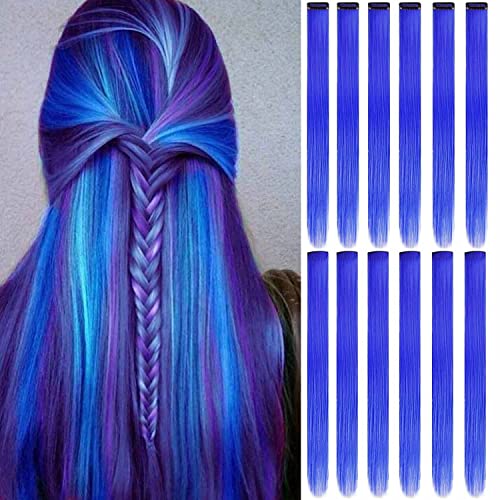 12 Extensões de Cabelo Coloridas Extensões de Cabelo Colorido Grampo em Extensões de Cabelo Liso Sin