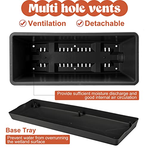 12 Pieces Rectangle Window Box Planter 17 Inch Window Plant Box Herb Planter Plastic Herb Pots For Indoor Plants Large Window Flower Boxes Outdoor With Tray For Garden, Balcony Home Decor (Dark Gray) #TOP2