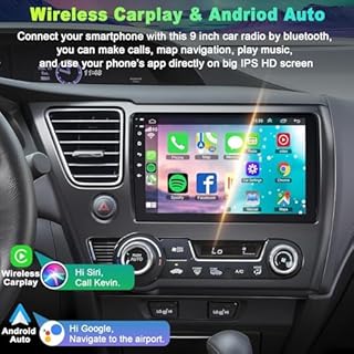[4G+64G] Android 13 Car Radio for Honda Civic 2013-2017(Only US Version), 9” IPS Touchscreen Supports Wireless Carplay&Android Auto, Bluetooth &GPS,FM Radio& Back-up Camera, Civic Stereo