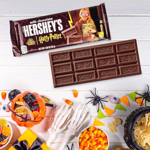 Hershey Milk Chocolate Harry Potter Halloween Candy Bars Bulk Pack - Individually Wrapped Full Size Candy Bars Halloween Snacks Limited Edition Designs for Kids and Adults, Gluten Free - (4 Count)