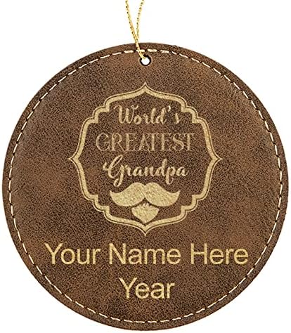 Miniatura 7 de LaserGram Personalized Christmas Ornament, World's Greatest Grandpa, Faux Leather, Custom Laser Engraved Gift Idea (Round Shape, Black with Silver)