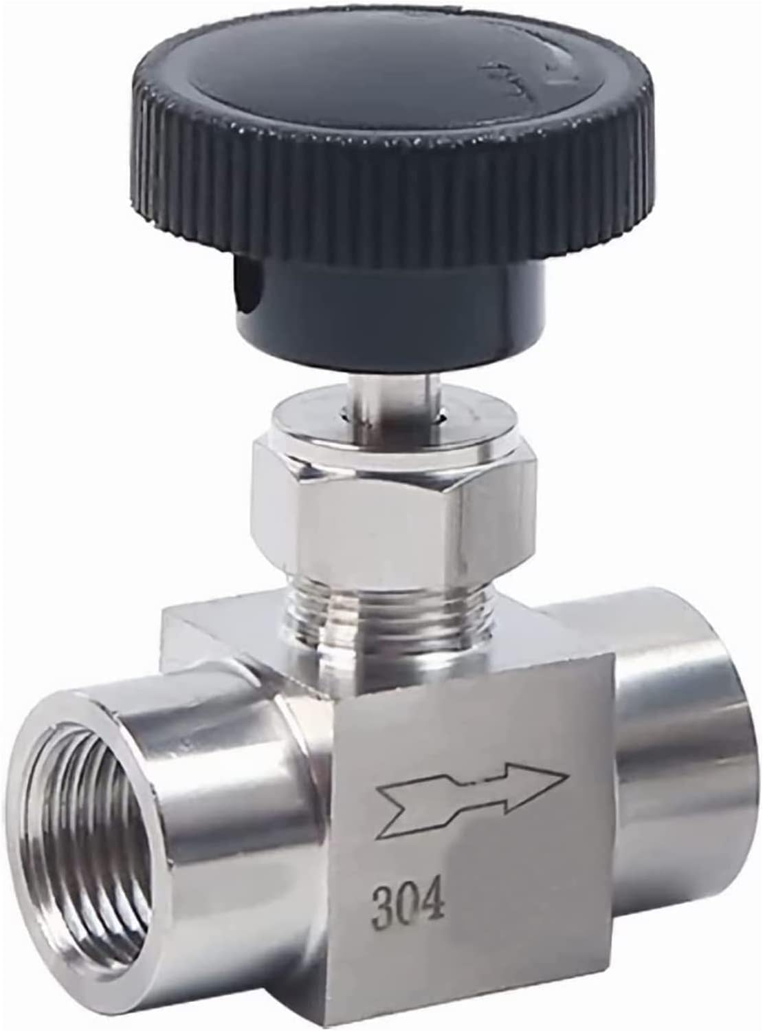 1/8 1/4 3/8 1/2 Inch NPT Valves 304 Stainless Steel NPT Female Needle for Valve Flow Control Water Gas Oil (NPT 1/2)