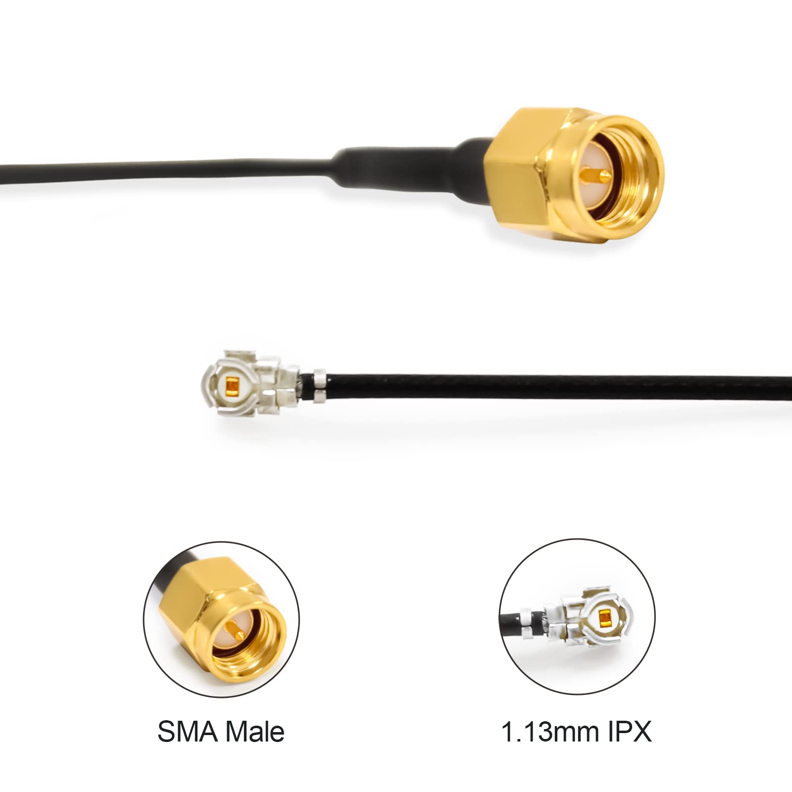 TOJOIN 2PCS SMA Male to UFL Female 1.13mm RF Coaxial Cable 6GHZ Low Loss for 4G / LTE/ 5G / Bluetooth/Antenna (30cm) - Image 2