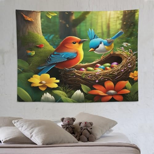 Tapisserie murale oiseau PAZZK 150x200cm pour decoration de chambre