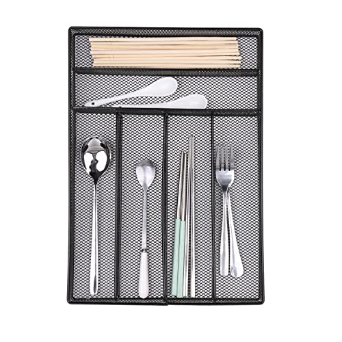 6 compartimentos de malha metal organizador talher bandeja bandeja organizador garfos colheres facas