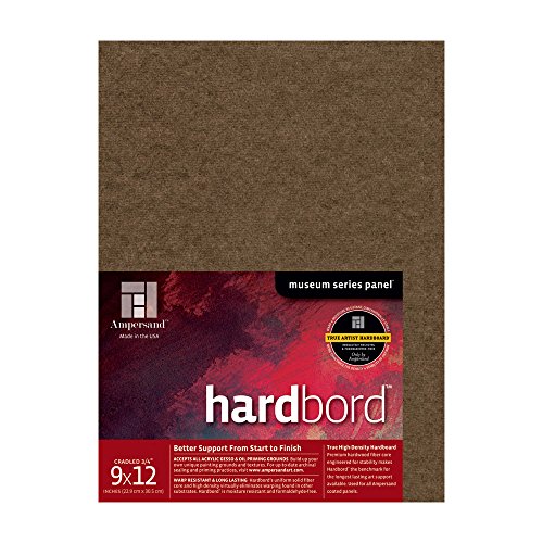 Image of Ampersand Art Supply Hardboard Wood Painting Panel: Museum Series Hardbord, 9 inch x 12 inch, 3 /4 Inch Cradled Profile