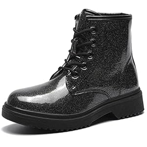 Girls Boots Glitter Combat Boot Winter Waterproof Side Zipper Lace-up Walking Shoes for Toddlers Little Kid szie