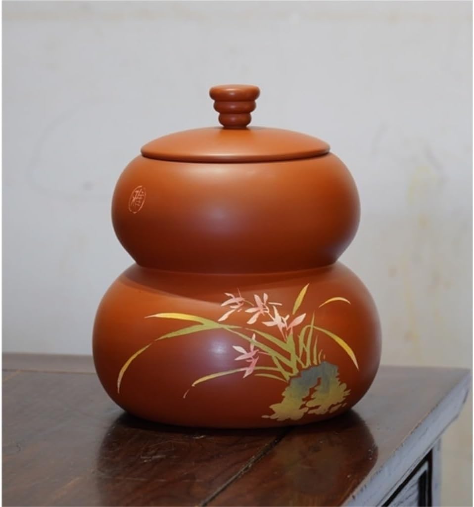 SONGCHAO Sugar Jar Purple Pottery Tea Storage Jar Creative Gourd Jar Sealed Storage Jar Household Loose Tea Jar Kitchen Food Storage Jar Tea Canister (Color : A)