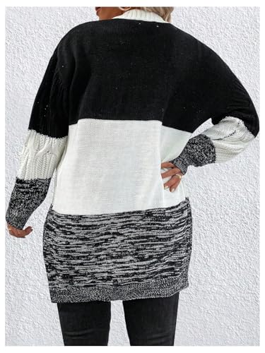 SOLY HUX Women's Plus Size Color Block Cardigan Sweater Open Front Long Sleeve Casual Cardigans2