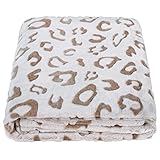 SOCHOW Flanell Fleecedecke mit 3D-Leopardenmuster, leichte, superweiche, gemütliche Plüsch-Bettdecke/Sofadecke 150 x 200 cm, Braun Leopard