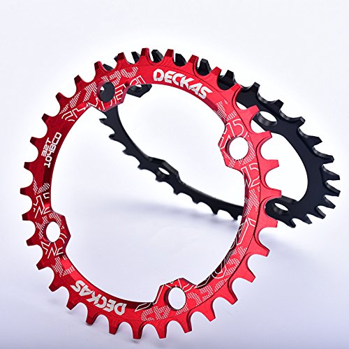 Generic red 34T : MTB/XC-AM DECKAS BCD104 32/34/36/38T Ultralight Cycling Bicycle Chainring/Chain Ring/crankset Plate-up Grade Parts Round