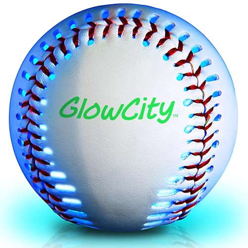 GlowCity Premium Leather LED Rechargeable Light-Up Baseball - Illuminate the Game - Nighttime Fun and Play - Sports Stuff & Gadgets for Kids Age 8 Years Old and Up - Catch Only