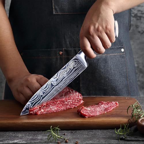 7-TLG Messerblock Set mit Holzblock, Selbstschärfend für Kochmesserset, Edelstahl Messerset Profi Küchenmesserset Gut für Zuhause, Koch, Hochzeit, Einzugsgeschenk