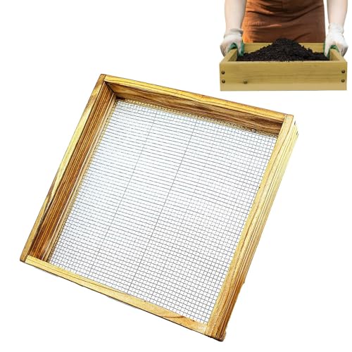 Tamiz de de Madera para Suelo | Manual de Malla Cuadrada para filtrar, Compost y Piedras | Multifuncional para jardín, balcón y, tamiz para de Piedra molida, 30 x 5 cm