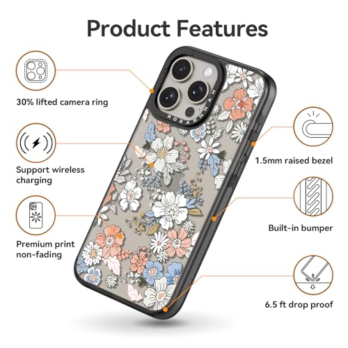 Coque iPhone 15 Pro Max antichoc finies les chutes avec la fleur de 17cm