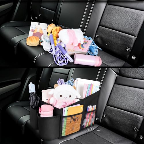 AiQInu Autositz Organizer Auto Zubehör Innenraum, Aufbewahrungsbox Kinder mit Becherhaltern und Netztaschen für Vorderen Rücksitz und den Kofferraum für Spielzeug, Bücher, Snacks, andere Utensilien