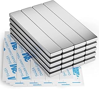 FINDMAG 20 Pack Magnets Strong, 60 x 10 x 3 mm Magnetic Strips, Neodymium Magnets, Bar Magnets, Rare Earth Magnets with Double-Sided Adhesive, Extremely Powerful Fridge Magnet Bar for Multi-Use
