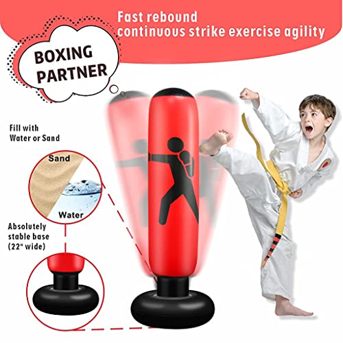 Image of Proberos Inflatable Boxing bag1 for Kids Adults, Punching Bag Karate Inflated Toy Gifts for Boys and Girls, Standing Boxing Bag for Immediate Bounce-Back for Taekwondo, Boxing kit for Kids