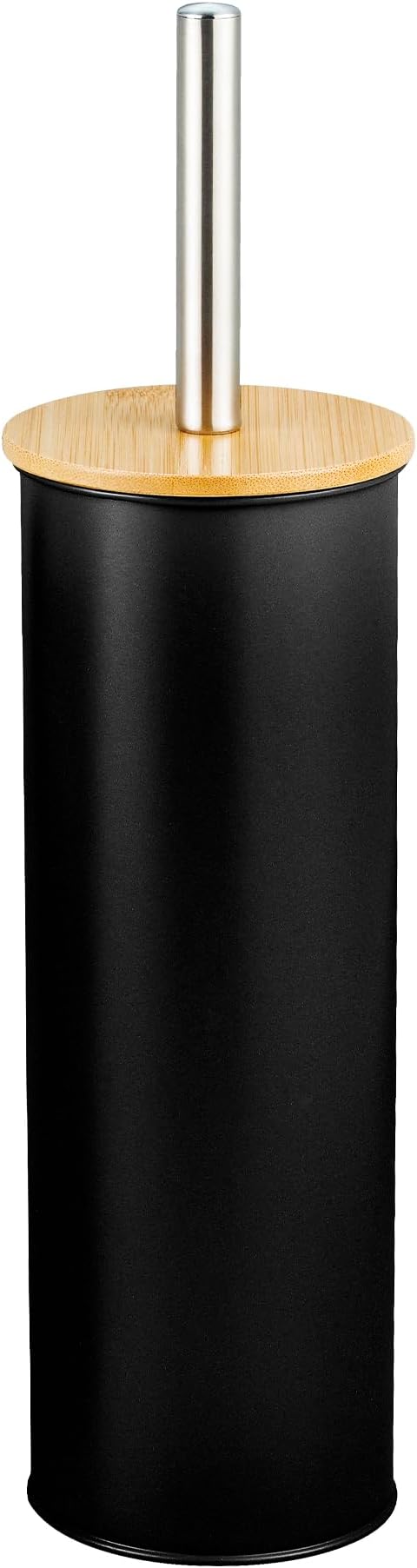Amig – WC-Bürstenhalter Naturline – Ø95 x 38 cm – Edelstahl und Bambus – Farbe Schwarz – Moderne und langlebige WC-Bürste – Minimalistischer Stil mit edler Ausführung