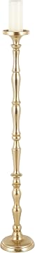 Deco 79 Aluminum Metal Decorative Candle Holder Floor Candle Stand, Candlestick Holder 7" x 7" x 43", Brass