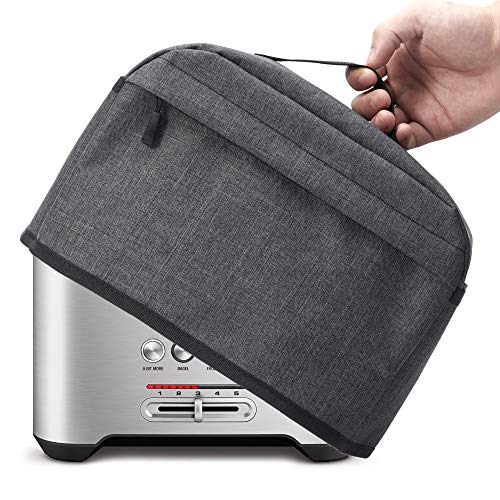 Vosdans 2 Slice Toaster Cover With Zipper & Open Pockets Kitchen Small Appliance Cover With Handle, Dust And Fingerprint Protection, Machine Washable, Dark Grey (Patent Design) #TOP14