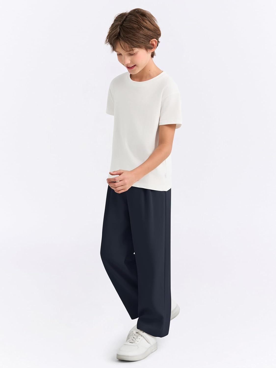Haloumoning Boys Dress Pants Kids High Waisted Wide Leg Uniform Pants Casual Trousers with Pockets 5-14 Years - Image 5