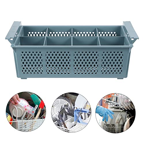 Cesta para cubiertos organizadora de plástico con compartimentos para transporte de utensilios 7
