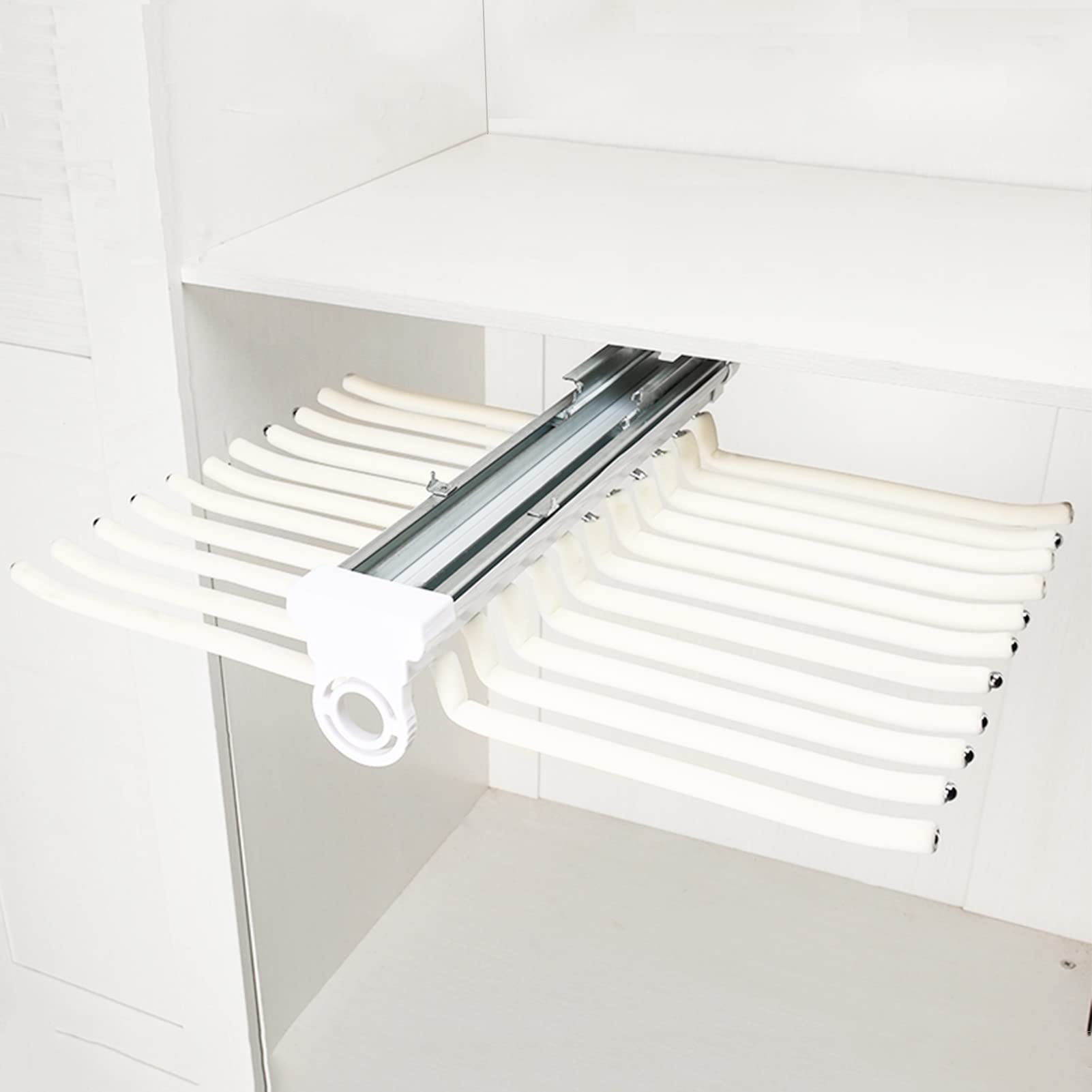 Organiseur de pantalons extensible avec double rail coulissant d'amortissement