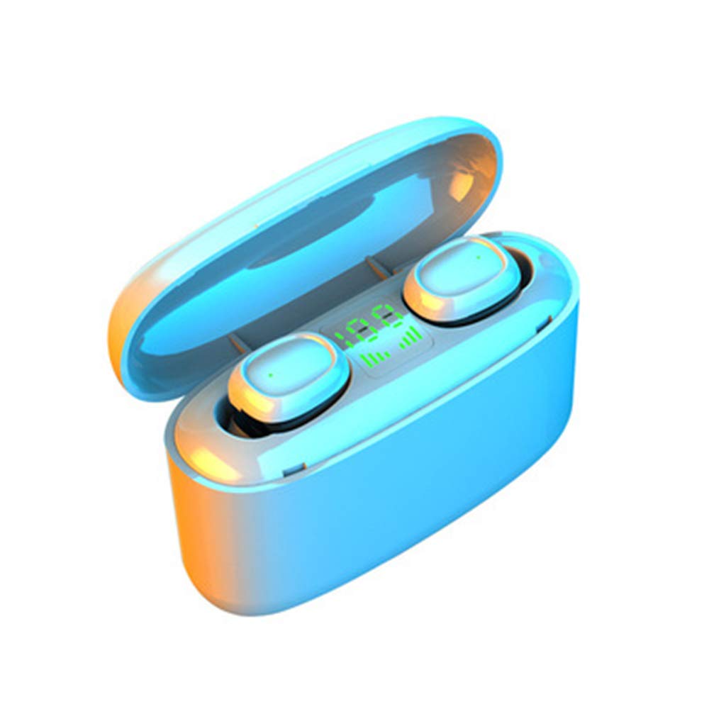 Bezprzewodowe słuchawki douszne Bluetooth 5.0, automatyczne parowanie z pudełkiem ładującym 3500 mAh, wyświetlacz baterii LED, wodoodporność IPX5, wbudowany mikrofon, białe