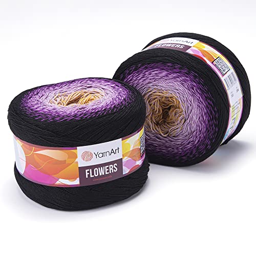 Image of Yarn Art YarnArt Flowers Yarn 55% Cotton 45% Acrylic 250gr 1094yds Multicolor Cotton Yarn Rainbow Crochet Yarn Spring Summer - 1 Fine Sport Skein (303)