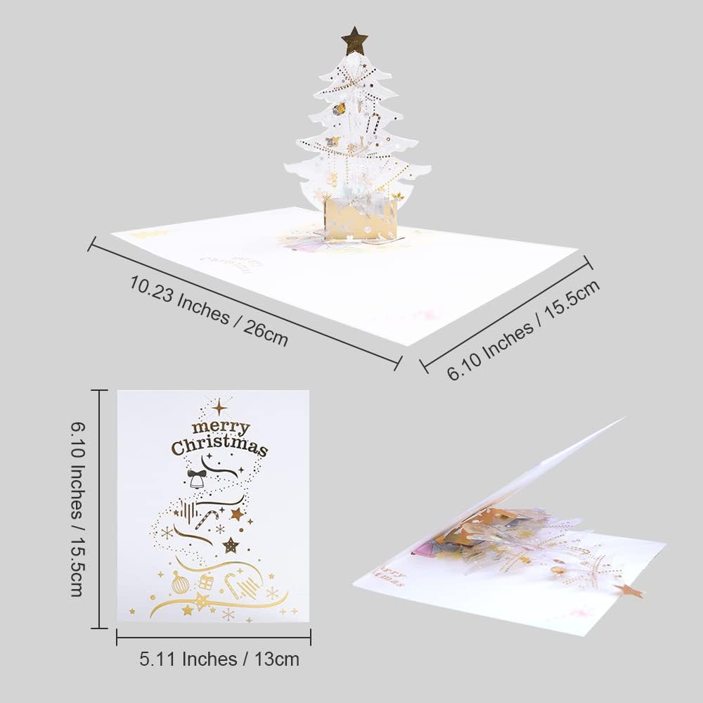 3D Pop Up Christmas Cards Greeting Card Merry Christmas Tree Pop Up Cards PVC Hollow Carving Color Printing Repeated Folding 3D Christmas Cards Pop Up - Image 4