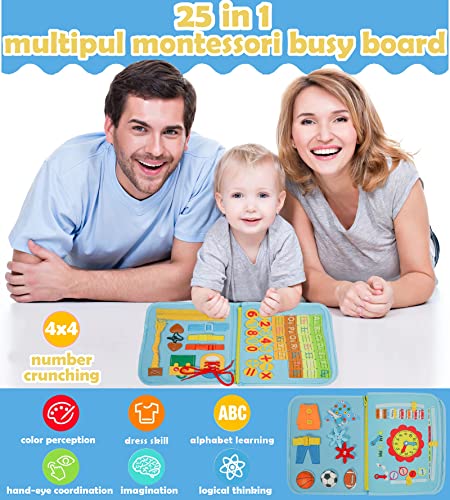 Toddler Busy Board Montessori Toy for 2 3 4 Year Old Boys Girls - Preschool Educational Toys Activity Developing Sensory Board Toys for Boys Girls 2 3 4 5 Years Old Plane Car Travel Toys Gift 6 51StIsHAwcL