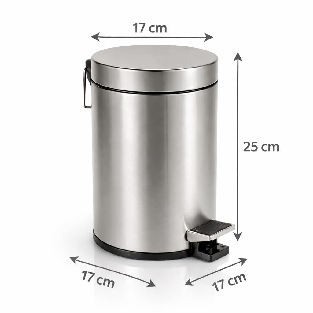SVITA Pattumiera A Pedale In Acciaio Inox 30L – 2 Secchi Da 15L Per Raccolta Differenziata, Argento - 3