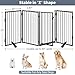 Metal Freestanding Dog Gates with Door for Outdoor Indoor,80'' Extra Wide 36'' Tall Free Standing Dog Gate for Doorways,Large Openings,Deck,Yard,Porch,Foldable Safety Pet Fence(Black,4 Panels)