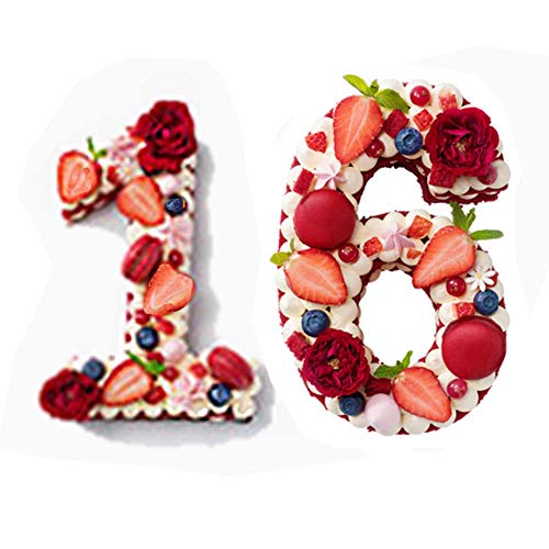 EORTA 0-8 Numeral Cake Stencils Molds 16 Inch Arabic Number Dessert Maker Decorative Fillings Layered Kitchen Baking Tools for DIY Wedding Birthday Anniversary, White, Over Large