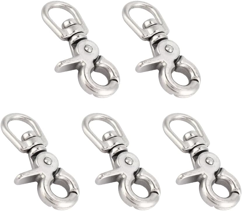 Joyzan Marine Snap Hook, Stainless Steel Trigger Snaps Swivel Lobster Scissor Clasps Buckles Boating Eye Spring Diving Claw Clips Houseboat Pet Dog Leashes Purse Straps Belting Flag Pole Cages 5PCS