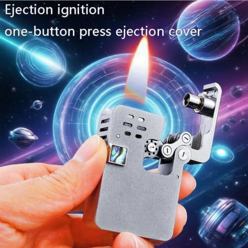 Encendedor de queroseno retro mecánico un botón negro miniatura 3