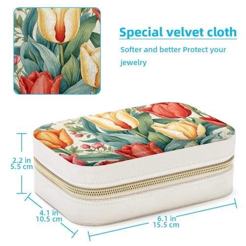 Boîte à bijoux portable tulipe pour ranger bagues et boucles - 5