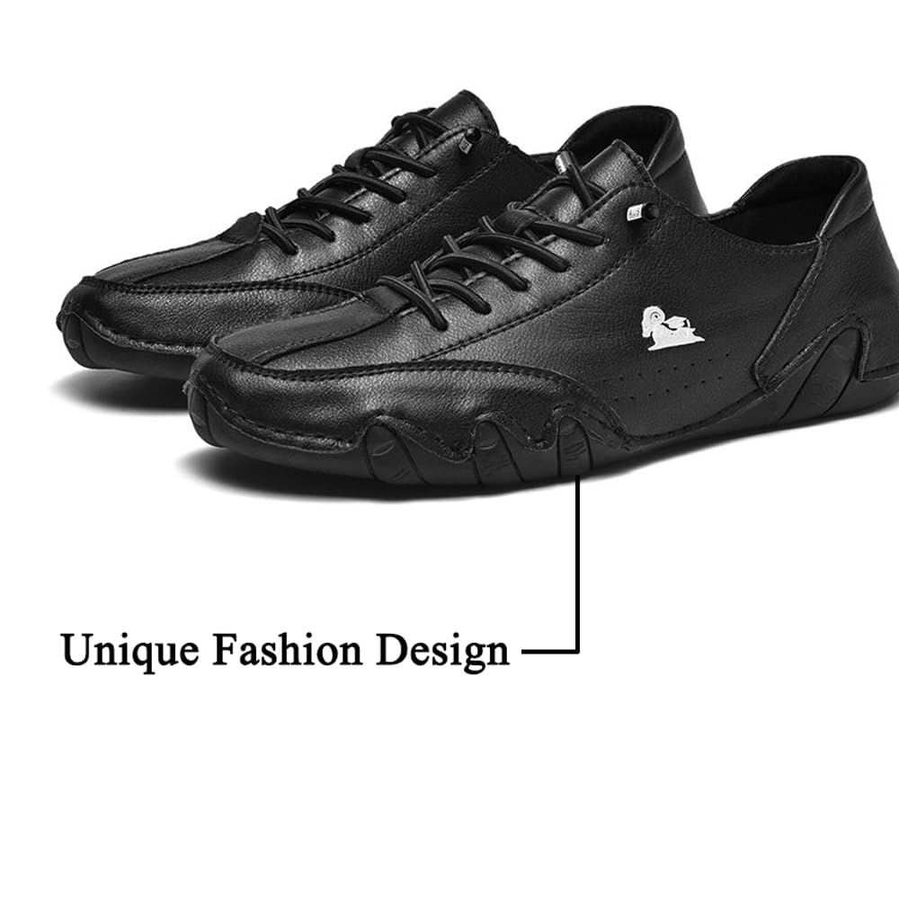 Slip on Loafers Scarpe in Pelle Traspirante Moda Lace up Scarpe da Barca Casual Piatto Leggero Sneakers con Suole in Gomma